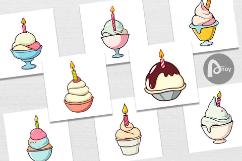 Digital Paper Party Ice Cream Digital Pattern artnoy 