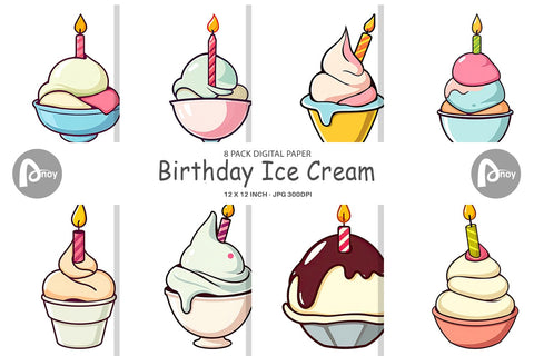 Digital Paper Party Ice Cream Digital Pattern artnoy 