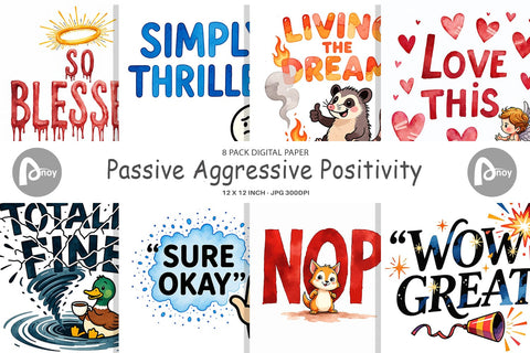 Digital Paper Passive Aggressive Positivity Pastel Snark Digital Pattern artnoy 
