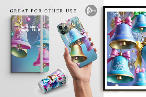 Digital Paper Pastel Christmas Bells Digital Pattern artnoy 