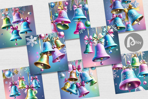 Digital Paper Pastel Christmas Bells Digital Pattern artnoy 
