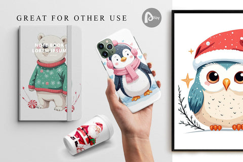 Digital Paper Pastel Christmas Characters Digital Pattern artnoy 