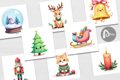 Digital Paper Pastel Christmas Characters Digital Pattern artnoy 