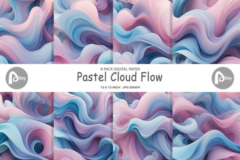 Digital Paper Pastel Cloud Flow Digital Pattern artnoy 
