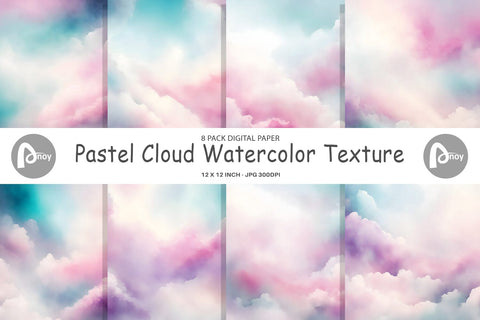 Digital Paper Pastel Cloud Watercolor Digital Pattern artnoy 
