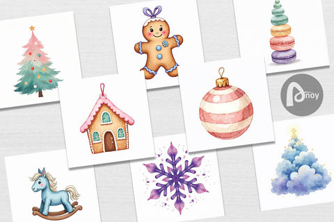 Digital Paper Pastel Dreams Watercolor Christmas Digital Pattern artnoy 