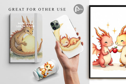 Digital Paper Pastel Dreamy Dragons Digital Pattern artnoy 