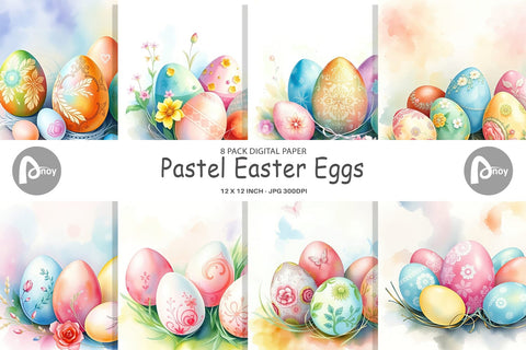 Digital Paper Pastel Easter Eggs Digital Pattern artnoy 