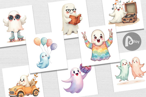 Digital Paper Pastel Ghost Vibes Digital Pattern artnoy 