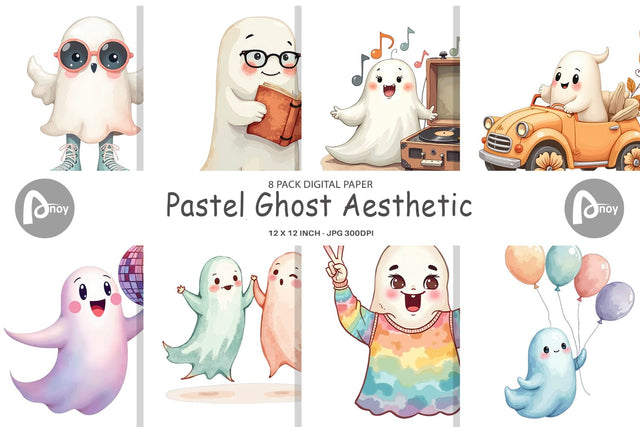 Digital Paper Pastel Ghost Vibes Digital Pattern artnoy 