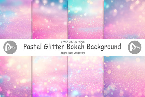 Digital Paper Pastel Glitter Bokeh Digital Pattern artnoy 