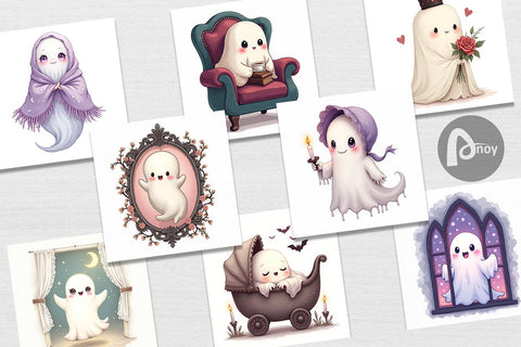 Digital Paper Pastel Gothic Ghost Digital Pattern artnoy 