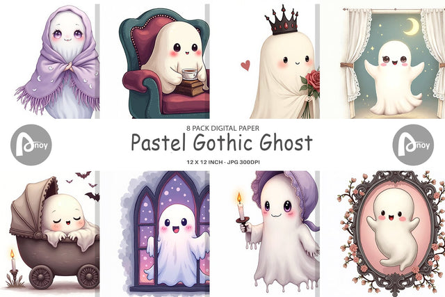 Digital Paper Pastel Gothic Ghost Digital Pattern artnoy 