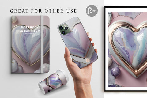 Digital Paper Pastel Heart Marble Digital Pattern artnoy 