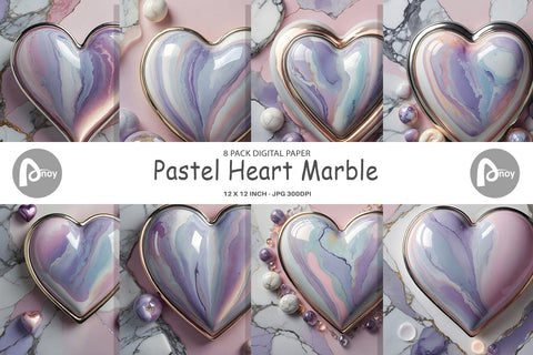 Digital Paper Pastel Heart Marble Digital Pattern artnoy 