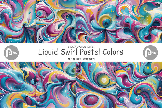 Digital Paper Pastel Liquid Swirl Digital Pattern artnoy 