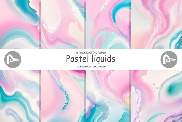 Digital Paper Pastel liquids Digital Pattern artnoy 