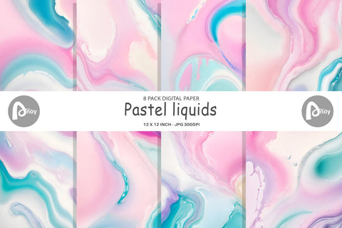 Digital Paper Pastel liquids Digital Pattern artnoy 