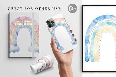 Digital Paper Pastel Nursery Rainbow Digital Pattern artnoy 