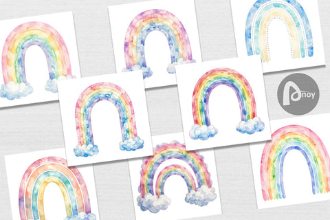 Digital Paper Pastel Nursery Rainbow Digital Pattern artnoy 