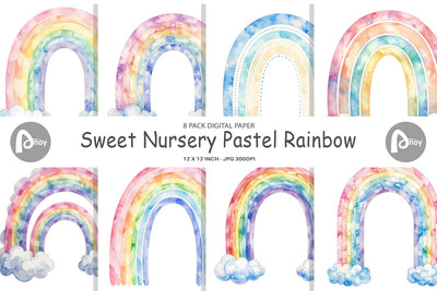 Digital Paper Pastel Nursery Rainbow Digital Pattern artnoy 
