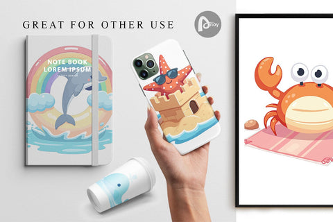 Digital Paper Pastel Ocean Cuties Digital Pattern artnoy 