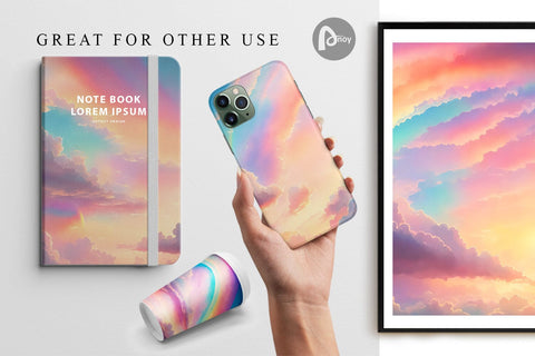 Digital paper Pastel Rainbow Sky at Sunrise Digital Pattern artnoy 