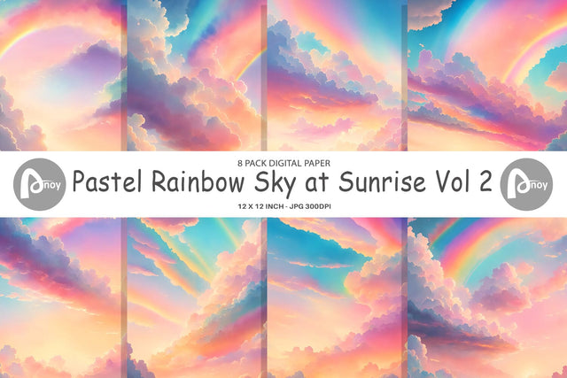 Digital paper Pastel Rainbow Sky at Sunrise Digital Pattern artnoy 
