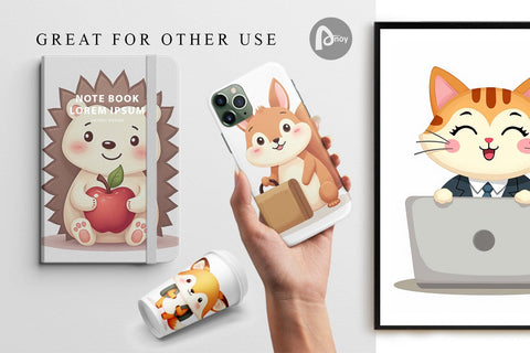 Digital Paper Pastel School Critters Digital Pattern artnoy 