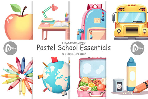 Digital Paper Pastel School Essentials Digital Pattern artnoy 