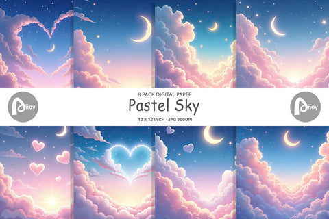 Digital Paper Pastel Sky Digital Pattern artnoy 