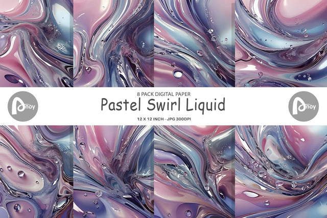Digital Paper Pastel Swirl Liquid Digital Pattern artnoy 