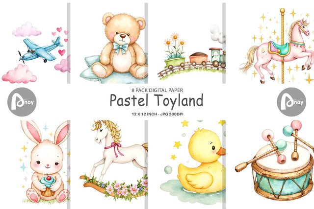 Digital Paper Pastel Toyland Digital Pattern artnoy 