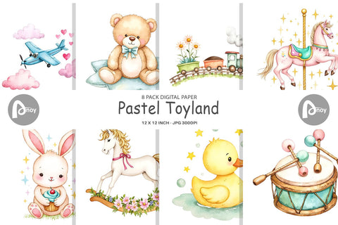 Digital Paper Pastel Toyland Digital Pattern artnoy 