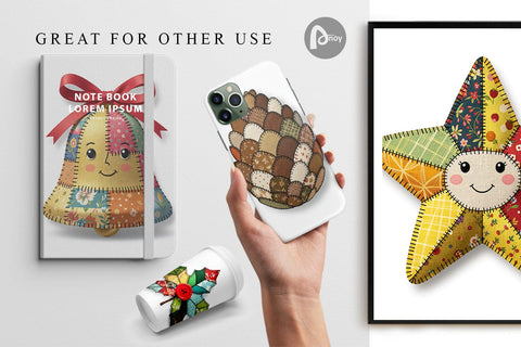 Digital Paper Patchwork Christmas Folk Art Digital Pattern artnoy 