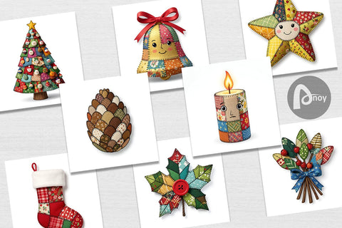 Digital Paper Patchwork Christmas Folk Art Digital Pattern artnoy 