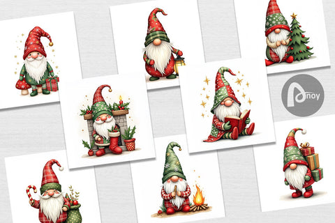 Digital Paper Patchwork Christmas Gnome Digital Pattern artnoy 