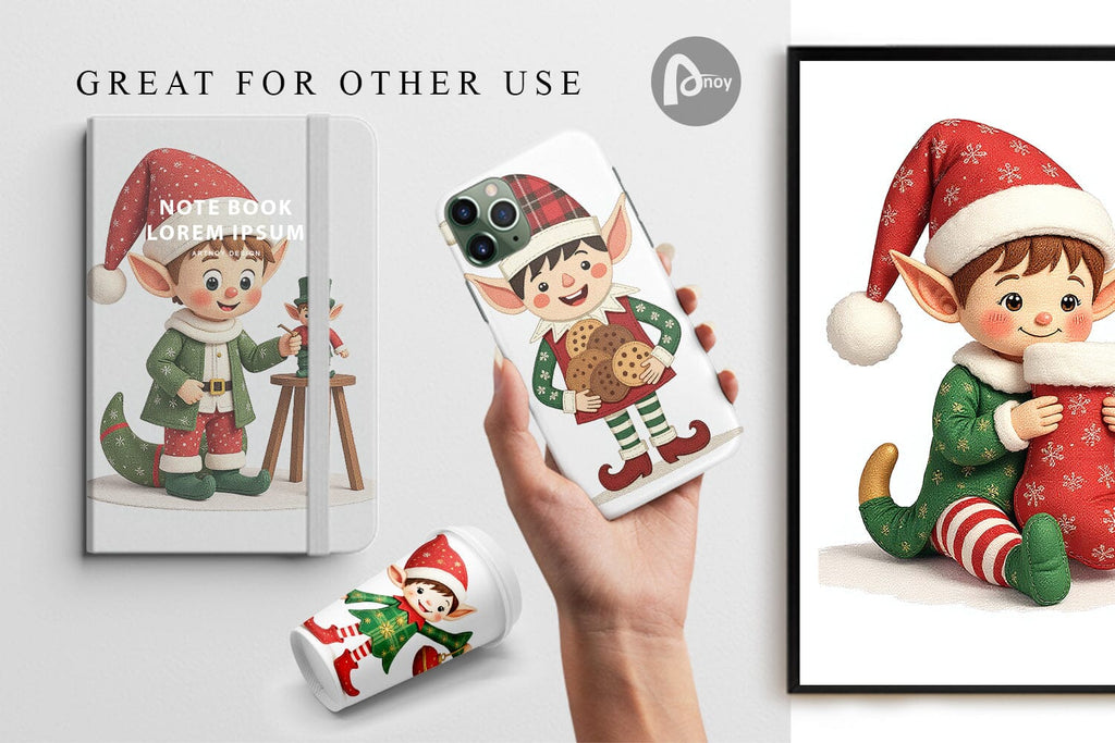 Digital Paper Patchwork Elf - So Fontsy