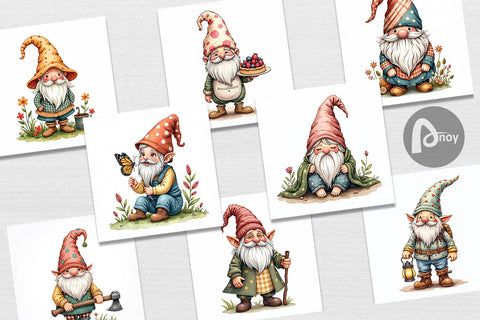 Digital Paper Patchwork Gnomes Digital Pattern artnoy 