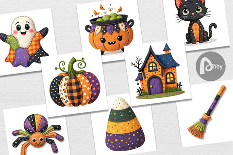 Digital Paper Patchwork Halloween Cuties Digital Pattern artnoy 