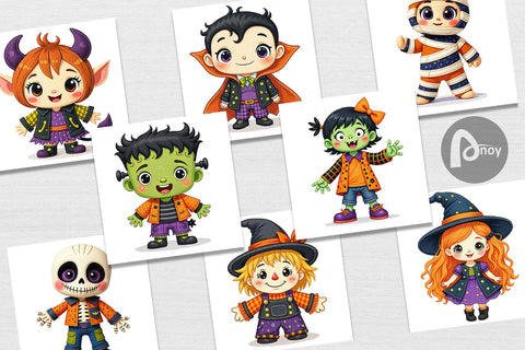 Digital Paper Patchwork Halloween Friends Digital Pattern artnoy 