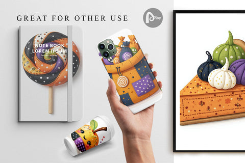 Digital Paper Patchwork Halloween Treats Digital Pattern artnoy 