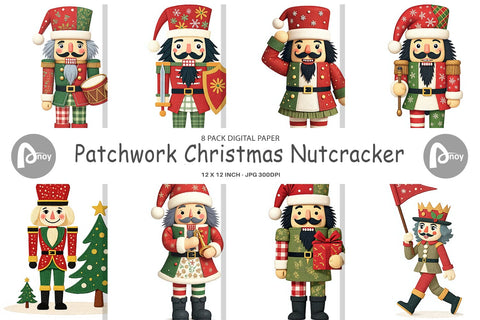 Digital Paper Patchwork Nutcracker Digital Pattern artnoy 
