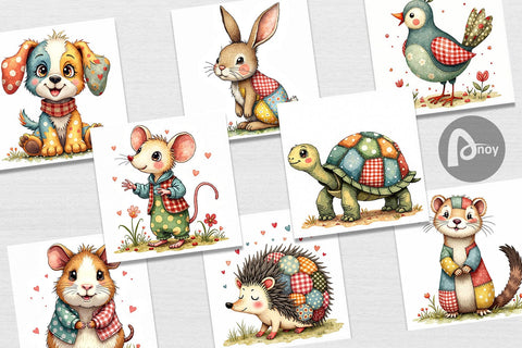 Digital Paper Patchwork Pet Pals Digital Pattern artnoy 