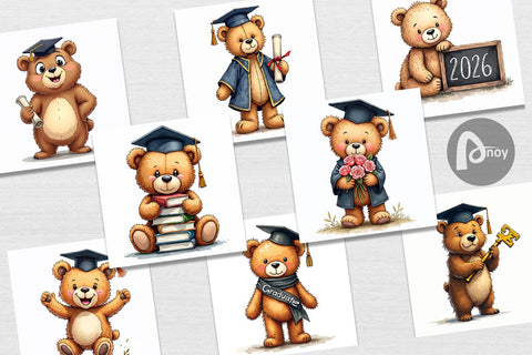 Digital Paper Patchwork Teddy Bear Graduates Sketchy Retro Digital Pattern artnoy 