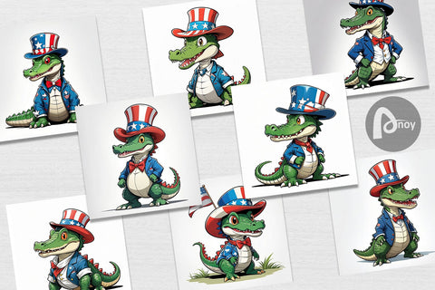Digital Paper Patriotic Alligator Digital Pattern artnoy 