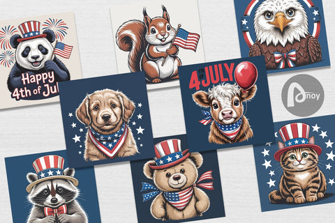 Digital Paper Patriotic Animal Digital Pattern artnoy 