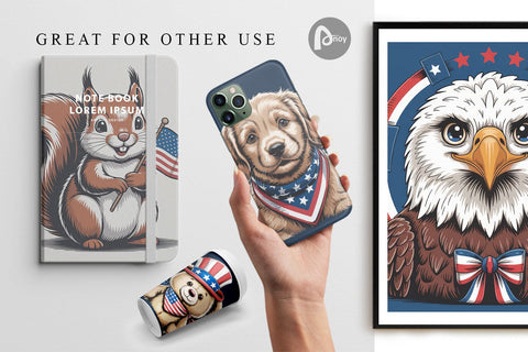 Digital Paper Patriotic Animal Digital Pattern artnoy 