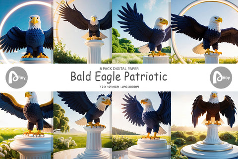 Digital Paper Patriotic Bald Eagle Digital Pattern artnoy 