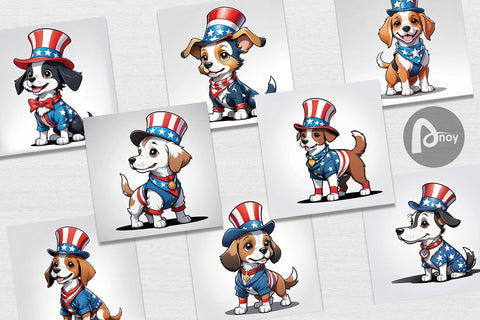 Digital Paper Patriotic Dog Digital Pattern artnoy 